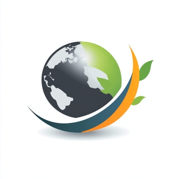地球与绿叶的环保标志设计