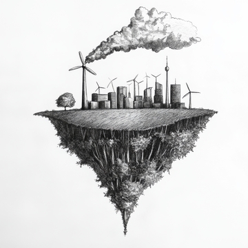 悬浮岛屿上的城市与自然