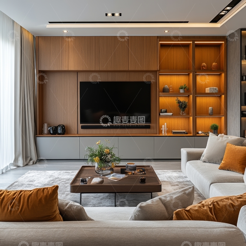 高清大图下载【趣麦麦图】现代客厅设计，温馨舒适