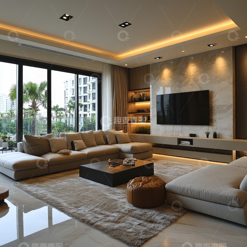高清大图下载【趣麦麦图】现代客厅设计，温馨舒适家居环境