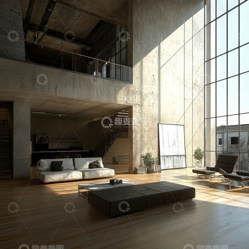 高清大图下载【趣麦麦图】现代工业风格客厅设计