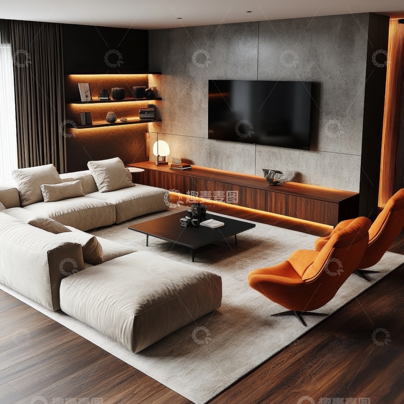 高清大图下载【趣麦麦图】现代简约客厅设计