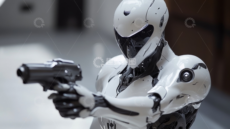 高清大图下载【趣麦麦图】未来机器人持枪瞄准