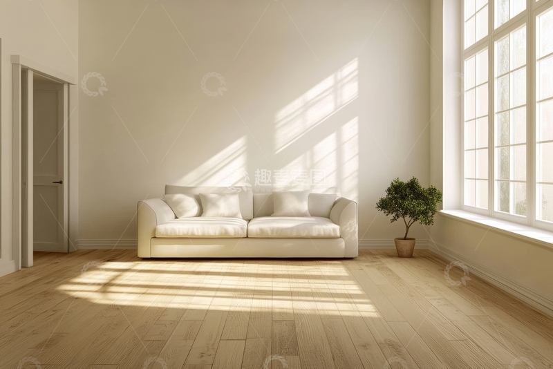 高清大图下载【趣麦麦图】明亮客厅，阳光洒落沙发