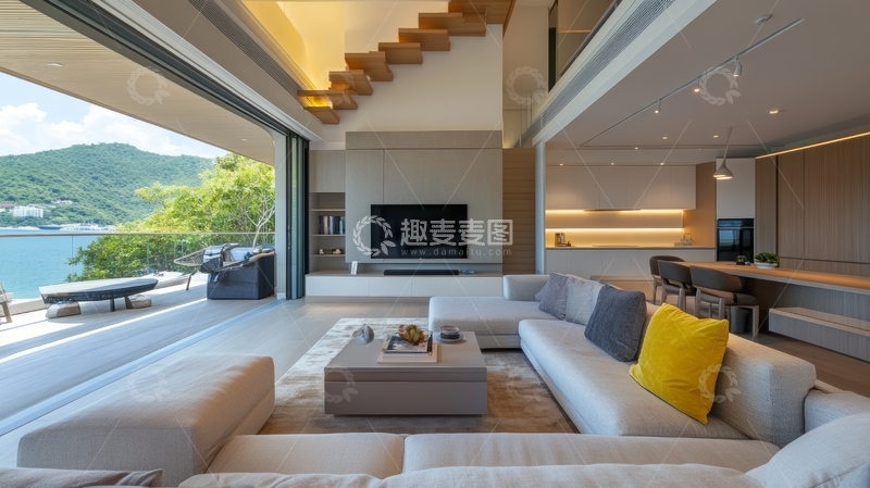 高清大图下载【趣麦麦图】现代客厅与海景视野