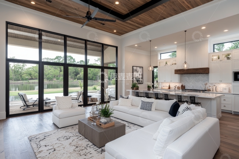 高清大图下载【趣麦麦图】现代客厅与开放式厨房设计