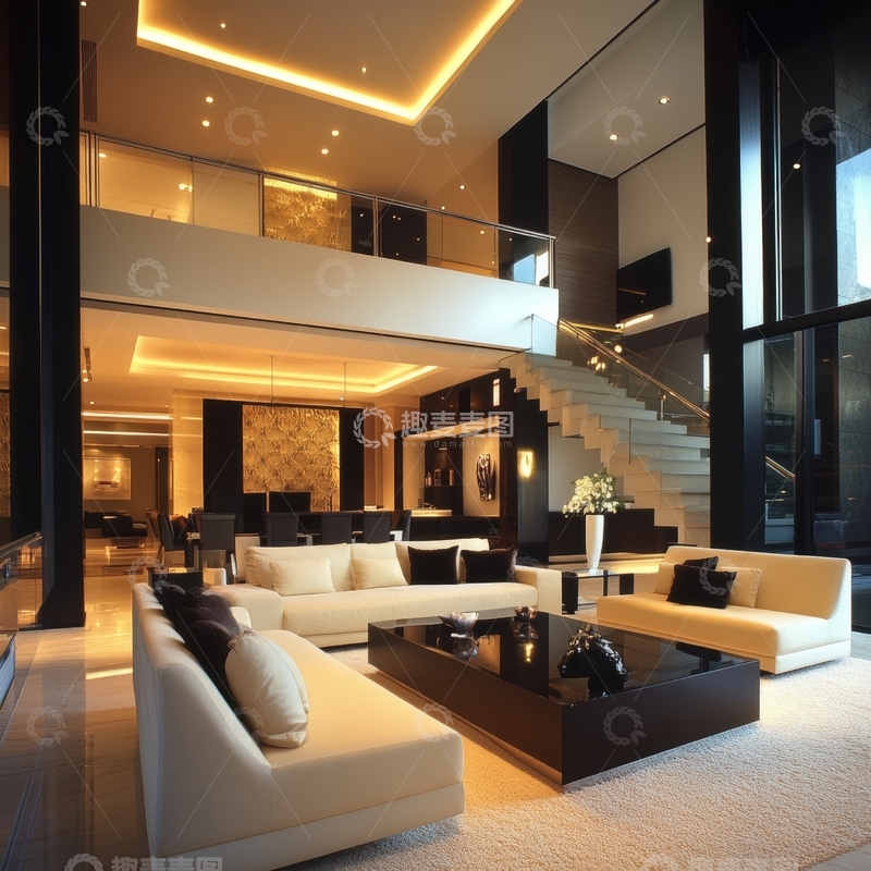 高清大图下载【趣麦麦图】现代豪华客厅设计