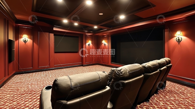 高清大图下载【趣麦麦图】豪华家庭影院内部