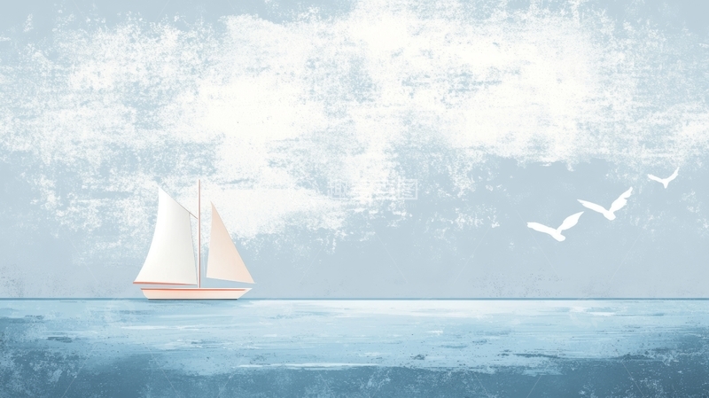 高清大图下载【趣麦麦图】帆船在宁静海面上航行