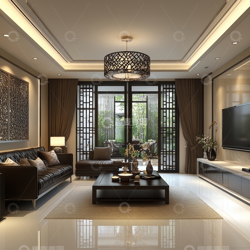 高清大图下载【趣麦麦图】现代中式风格客厅设计