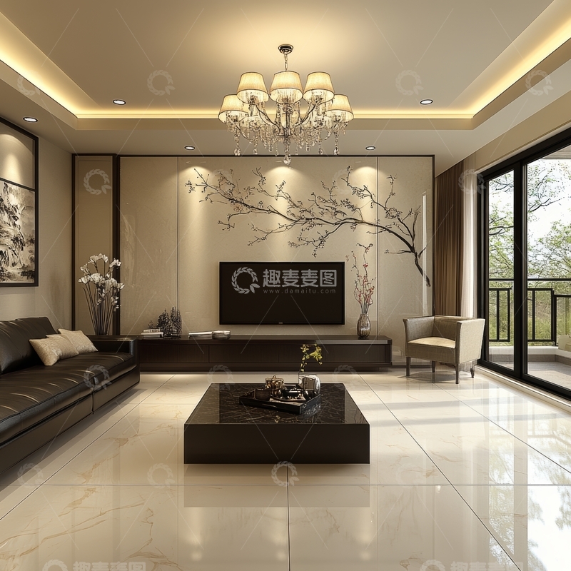 高清大图下载【趣麦麦图】现代客厅设计，简约时尚风格