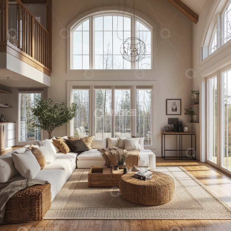 高清大图下载【趣麦麦图】明亮宽敞的现代客厅设计