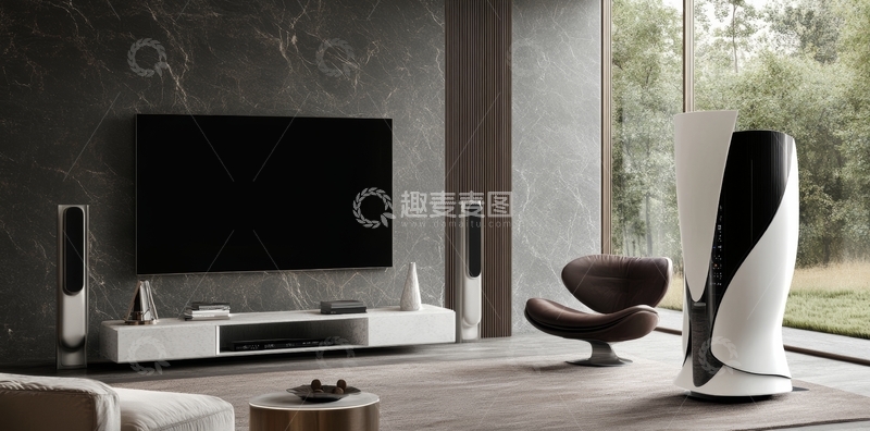 高清大图下载【趣麦麦图】现代客厅中的音响与电视组合