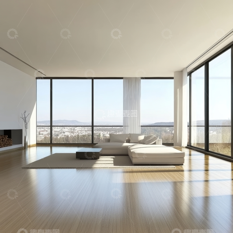 高清大图下载【趣麦麦图】现代简约卧室全景落地窗设计