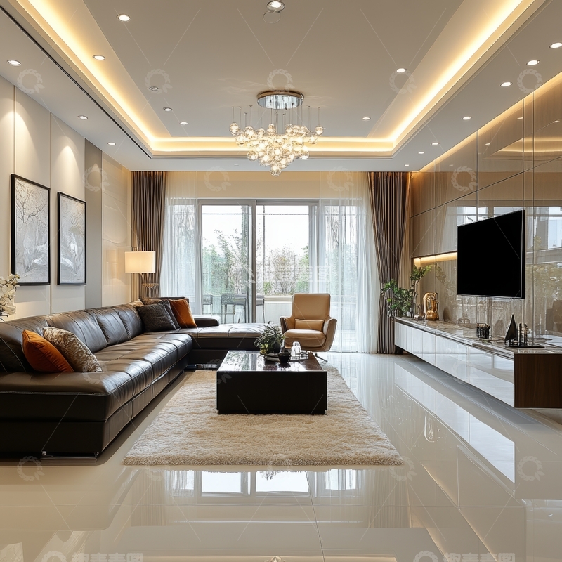 高清大图下载【趣麦麦图】现代客厅设计，简约奢华风格