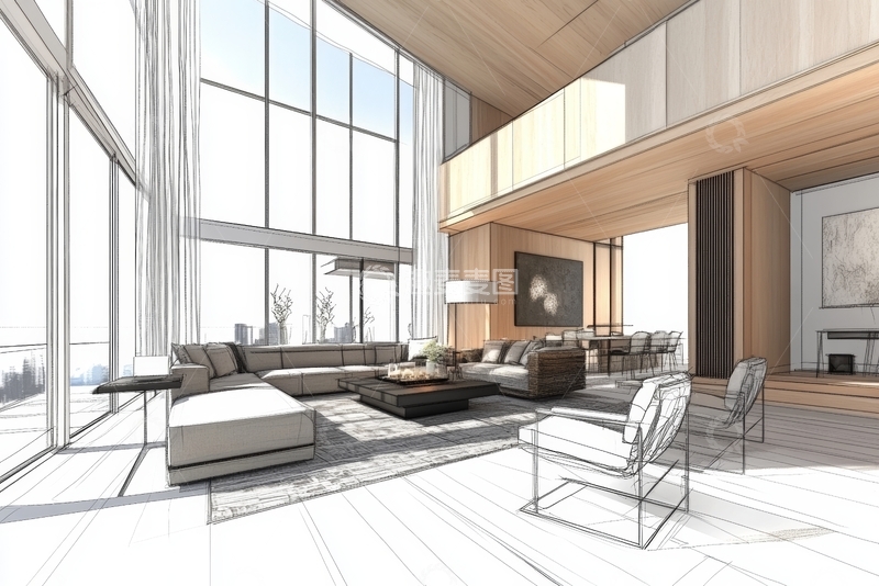 高清大图下载【趣麦麦图】现代简约客厅设计效果图