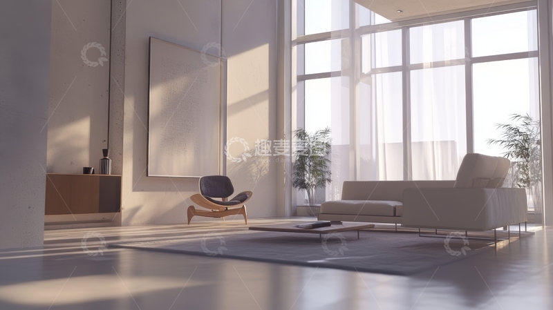 高清大图下载【趣麦麦图】现代简约客厅阳光洒落