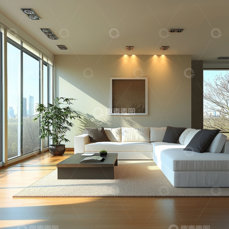 高清大图下载【趣麦麦图】现代简约客厅设计