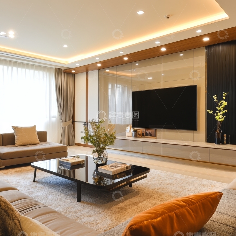 高清大图下载【趣麦麦图】现代客厅设计，简约时尚风格