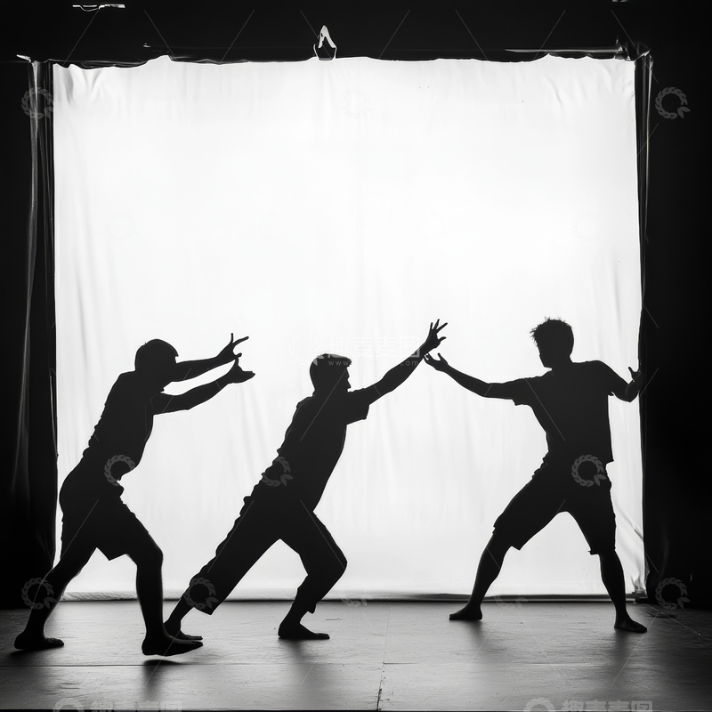 高清大图下载【趣麦麦图】舞台上的剪影舞蹈表演