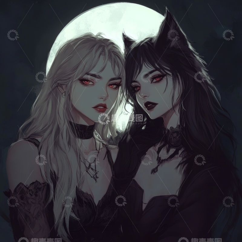 高清大图下载【趣麦麦图】月光下的神秘双人组