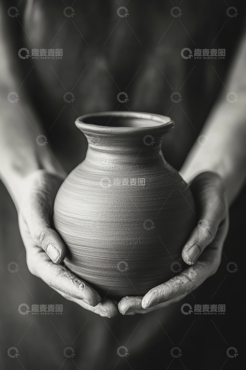 高清大图下载【趣麦麦图】双手捧着陶罐的特写