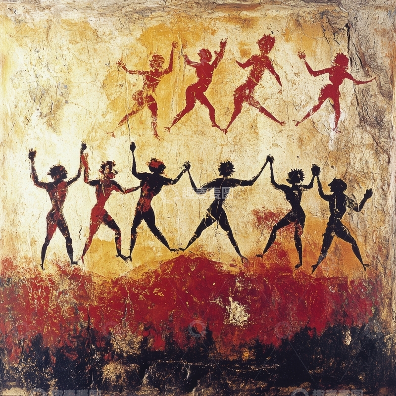 高清大图下载【趣麦麦图】原始舞蹈壁画