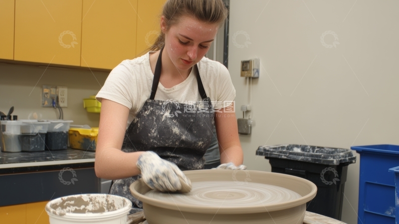 高清大图下载【趣麦麦图】陶艺工作室中的女性制作陶瓷