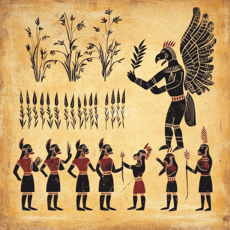 高清大图下载【趣麦麦图】古代仪式图，鹰神与祭司