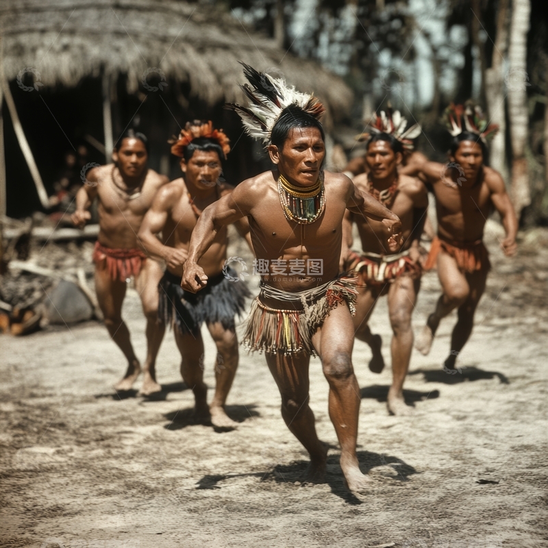 高清大图下载【趣麦麦图】部落男子传统舞蹈表演
