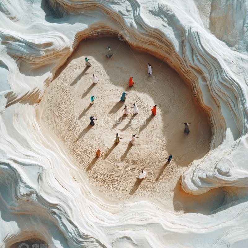 高清大图下载【趣麦麦图】沙坑中的人群俯视图