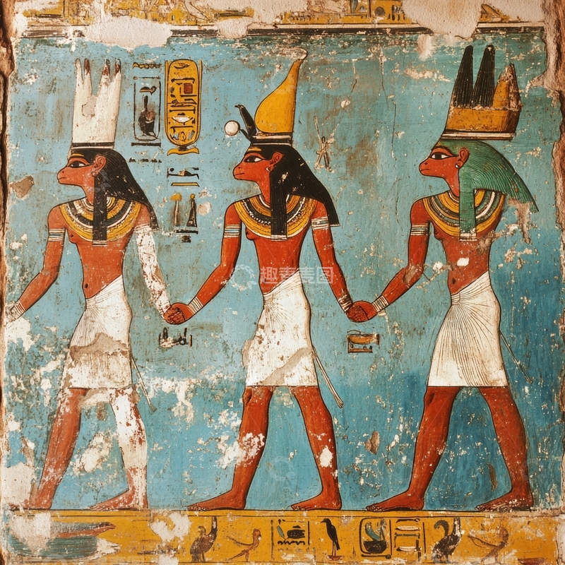 高清大图下载【趣麦麦图】古埃及壁画中的三位神祇