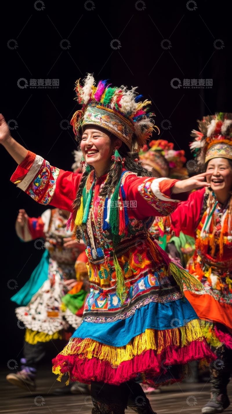高清大图下载【趣麦麦图】色彩斑斓的民族舞蹈表演