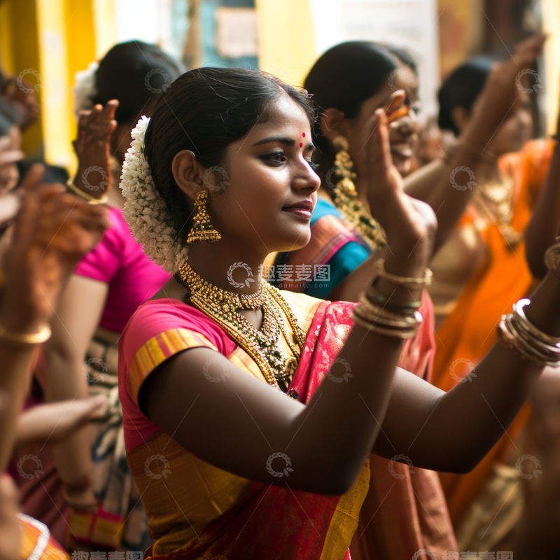 高清大图下载【趣麦麦图】传统服饰女子舞蹈表演