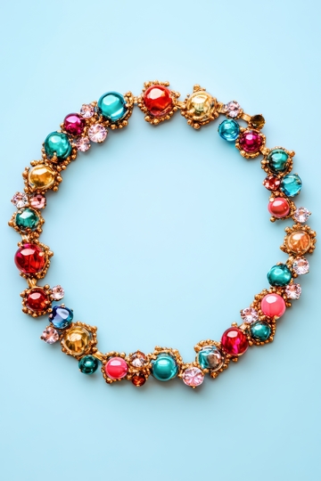 彩色宝石项链，精致华丽设计