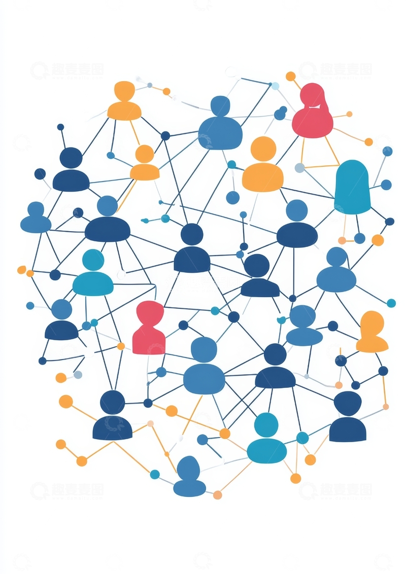 高清大图下载【趣麦麦图】色彩斑斓的社交网络连接图
