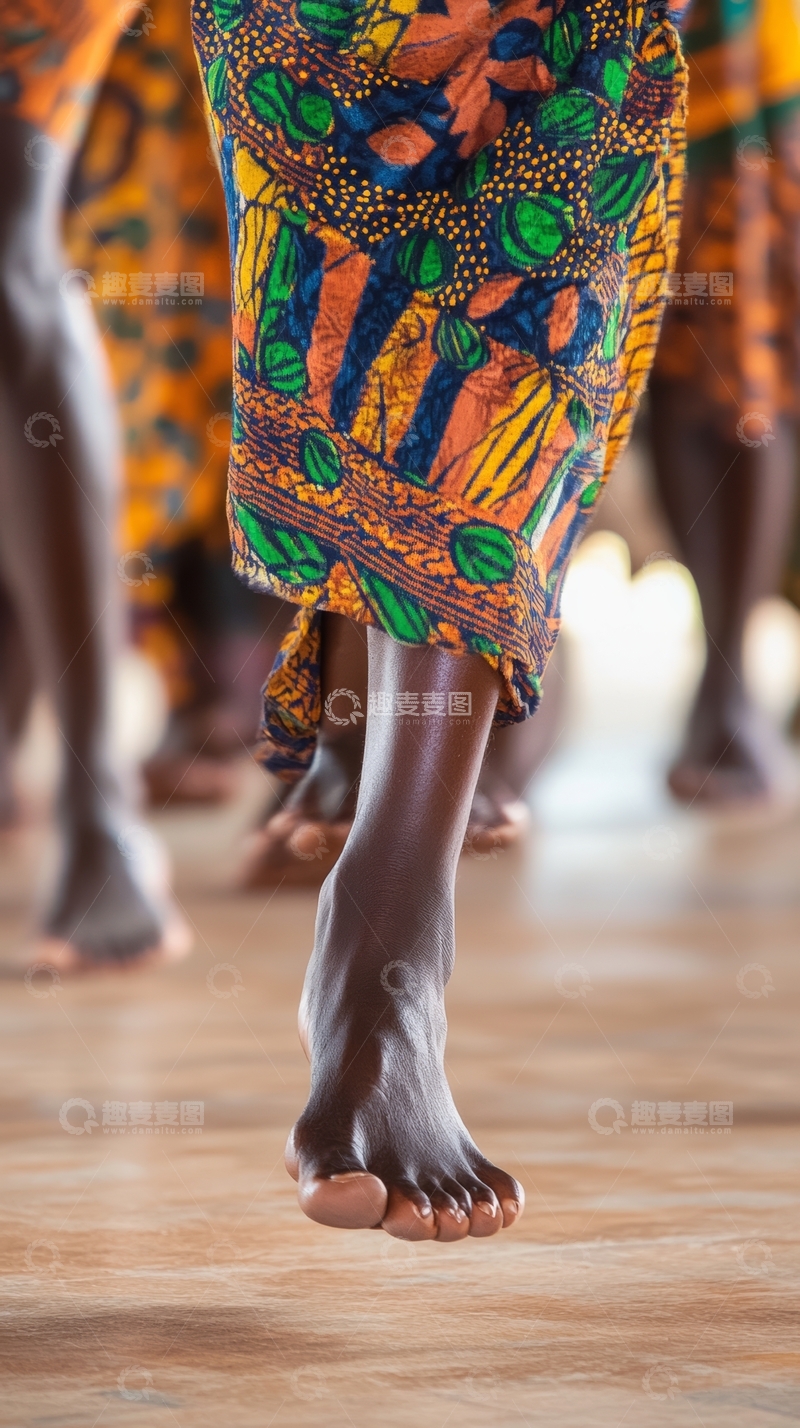 高清大图下载【趣麦麦图】穿着非洲服饰的行走脚步