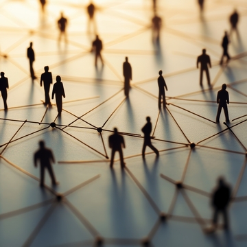 网络连接中的人影