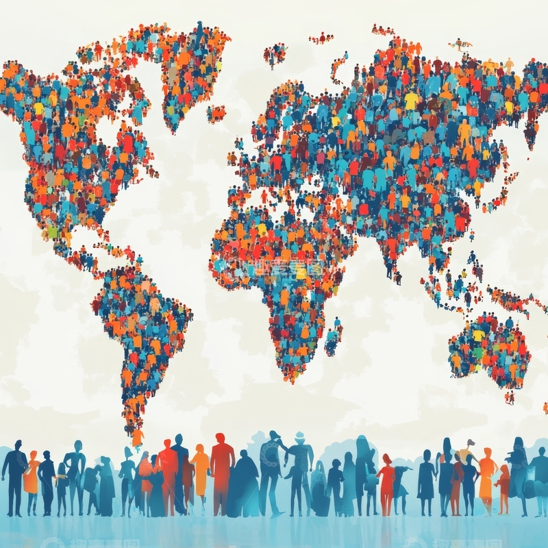 高清大图下载【趣麦麦图】人群构成的世界地图