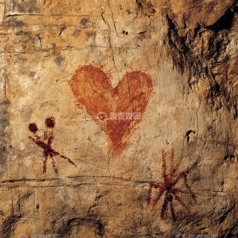 高清大图下载【趣麦麦图】岩壁上的古老心形与手印壁画