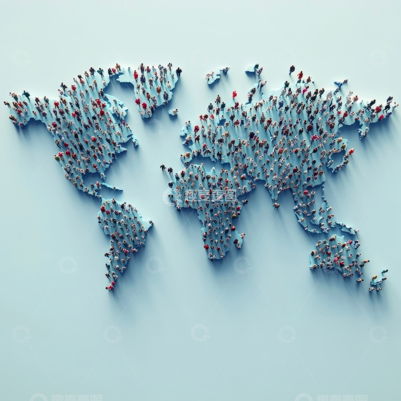 高清大图下载【趣麦麦图】人群构成的世界地图
