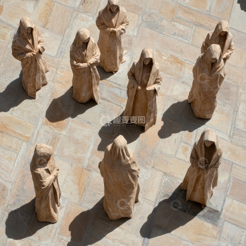 高清大图下载【趣麦麦图】石雕人物围成一圈