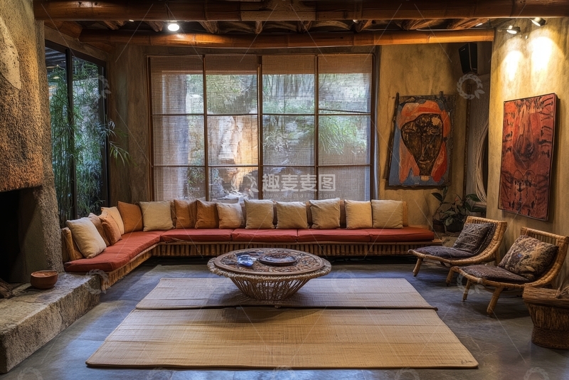 高清大图下载【趣麦麦图】温馨室内客厅，自然光与艺术装饰