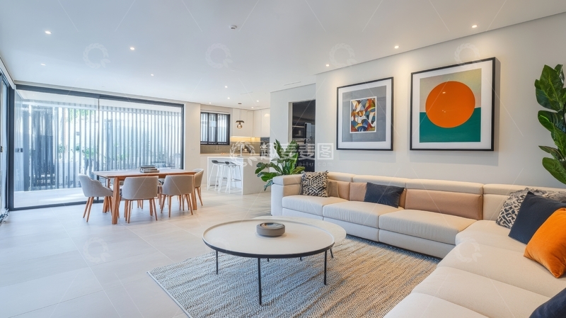 高清大图下载【趣麦麦图】现代客厅与开放式厨房设计