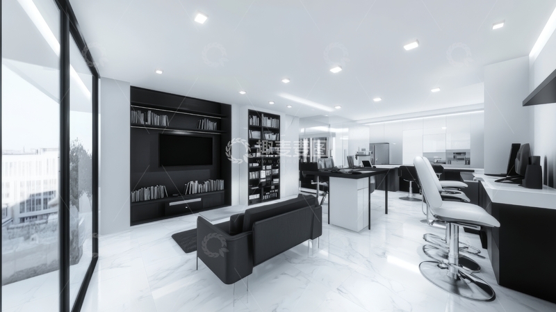 高清大图下载【趣麦麦图】现代简约办公室与休息区