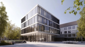 现代多层玻璃建筑外观