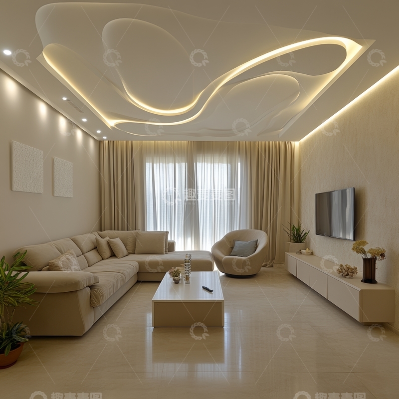 高清大图下载【趣麦麦图】现代简约客厅设计，温馨舒适