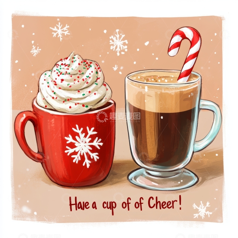 高清大图下载【趣麦麦图】节日热饮与甜蜜点缀
