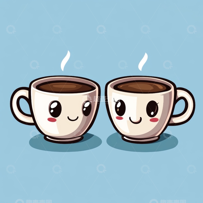 高清大图下载【趣麦麦图】两杯可爱的热饮卡通形象
