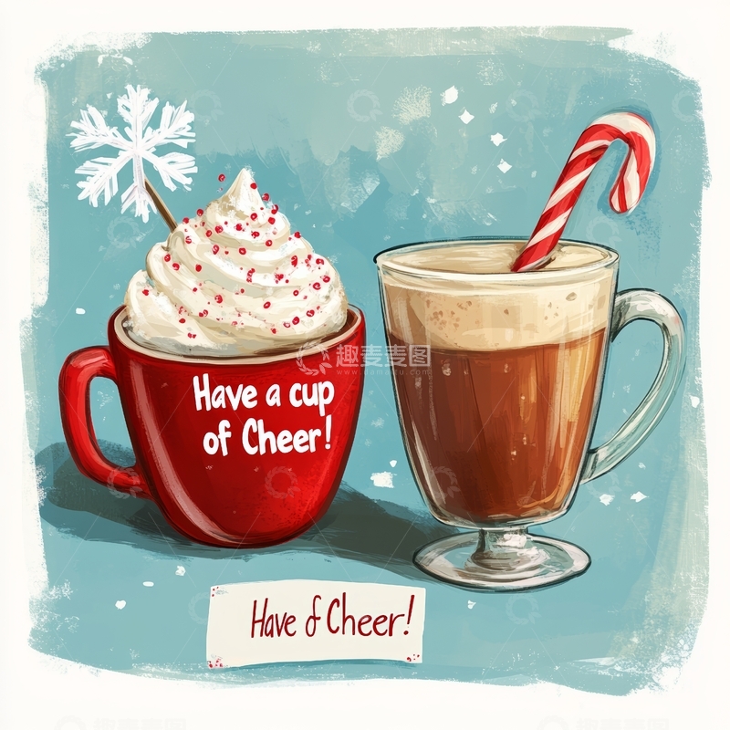 高清大图下载【趣麦麦图】节日热饮与甜蜜祝福